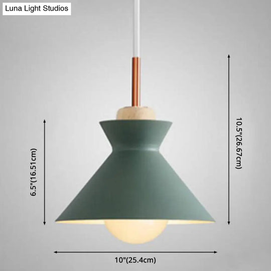 Nordic Style 1-Light Pendant Lamp With Wooden Top For Modern Restaurants