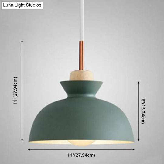 Nordic Style 1-Light Pendant Lamp With Wooden Top For Modern Restaurants