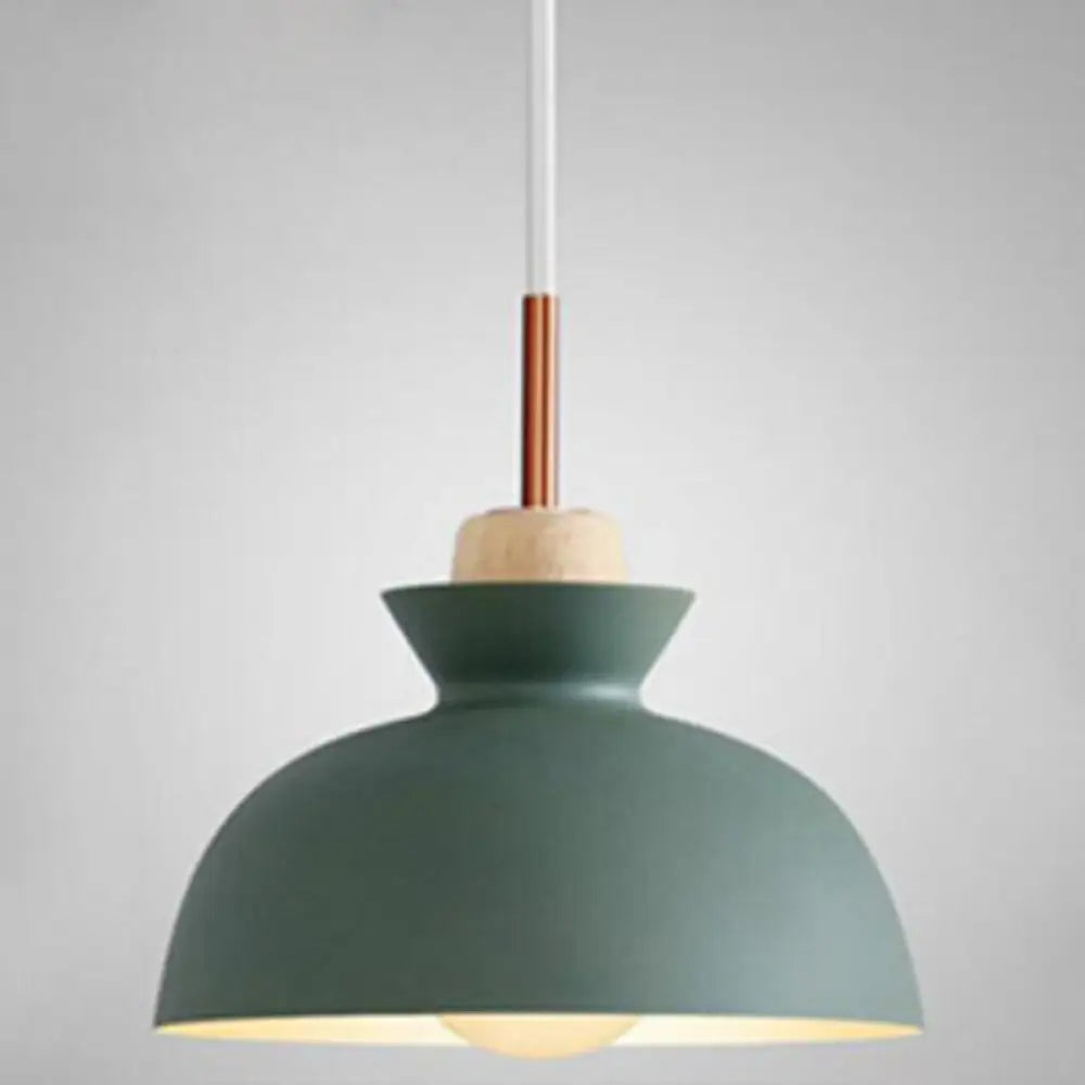 Nordic Style Wooden Pendant Lamp With Metal Frame - Perfect For Restaurants And Modern Homes Green