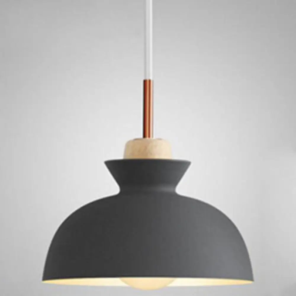 Nordic Style Wooden Pendant Lamp With Metal Frame - Perfect For Restaurants And Modern Homes Grey /