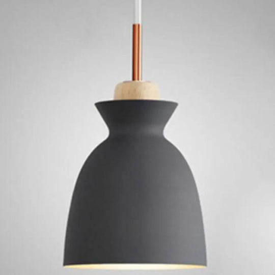 Nordic Style Wooden Pendant Lamp With Metal Frame - Perfect For Restaurants And Modern Homes Grey /