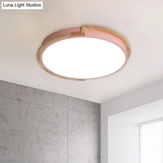Nordic Stylish Acrylic Round Flush Ceiling Light In Warm/White For Living Room Or Porch Pink / 13
