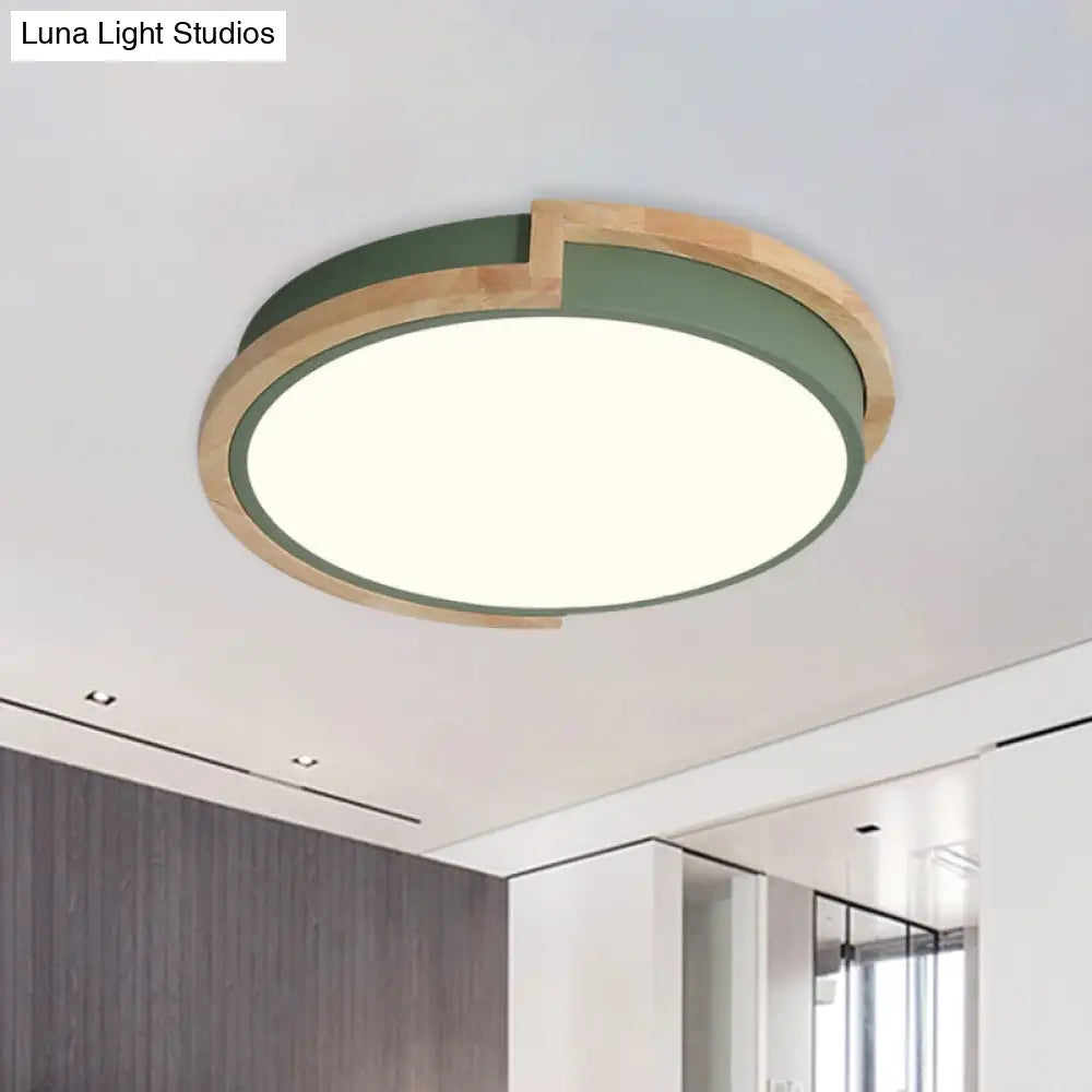 Nordic Stylish Acrylic Round Flush Ceiling Light In Warm/White For Living Room Or Porch Green / 13
