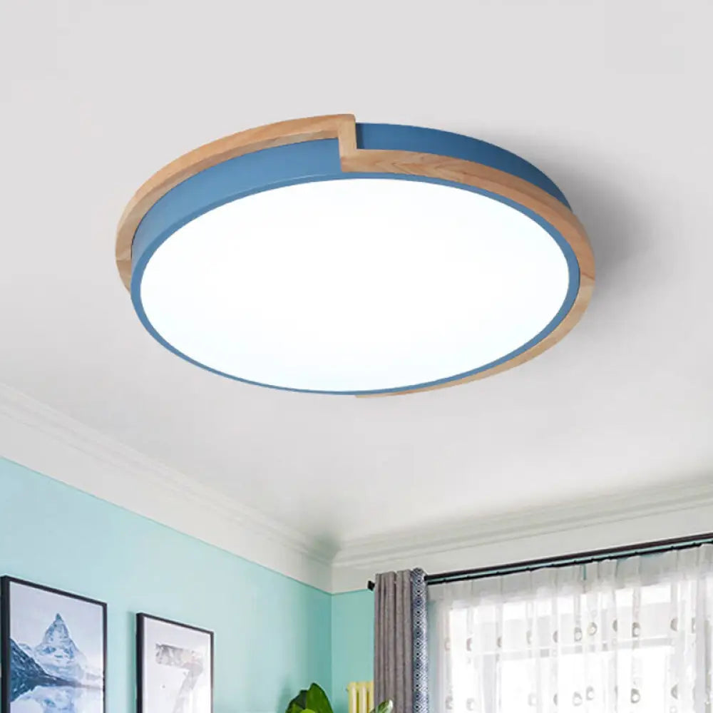 Nordic Stylish Acrylic Round Flush Ceiling Light In Warm/White For Living Room Or Porch Blue /