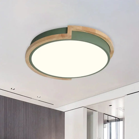 Nordic Stylish Acrylic Round Flush Ceiling Light In Warm/White For Living Room Or Porch Green /