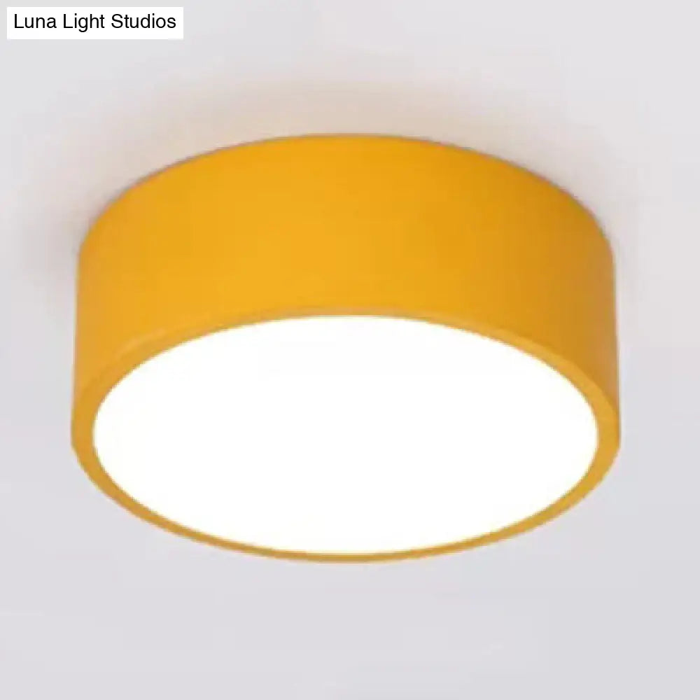 Nordic Stylish Acrylic Round Small Ceiling Lamp For Kindergarten Bathroom Yellow