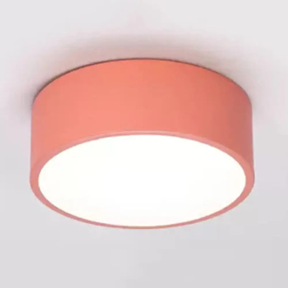 Nordic Stylish Acrylic Round Small Ceiling Lamp For Kindergarten Bathroom Pink