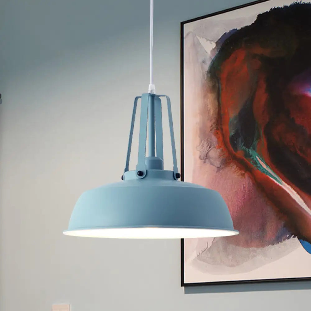 Nordic Stylish Black/Blue Barn Shade Pendant Light - Metallic Finish Ideal For Living Rooms Blue