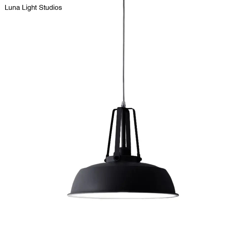 Nordic Stylish Metal Barn Shade Pendant Light - Black/Blue Living Room Ceiling Fixture