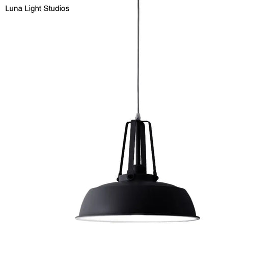 Nordic Stylish Metal Barn Shade Pendant Light - Black/Blue Living Room Ceiling Fixture