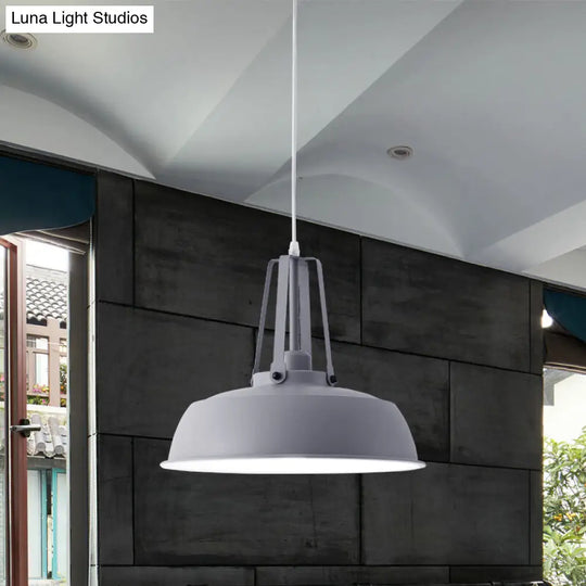 Nordic Stylish Metal Barn Shade Pendant Light - Black/Blue Living Room Ceiling Fixture