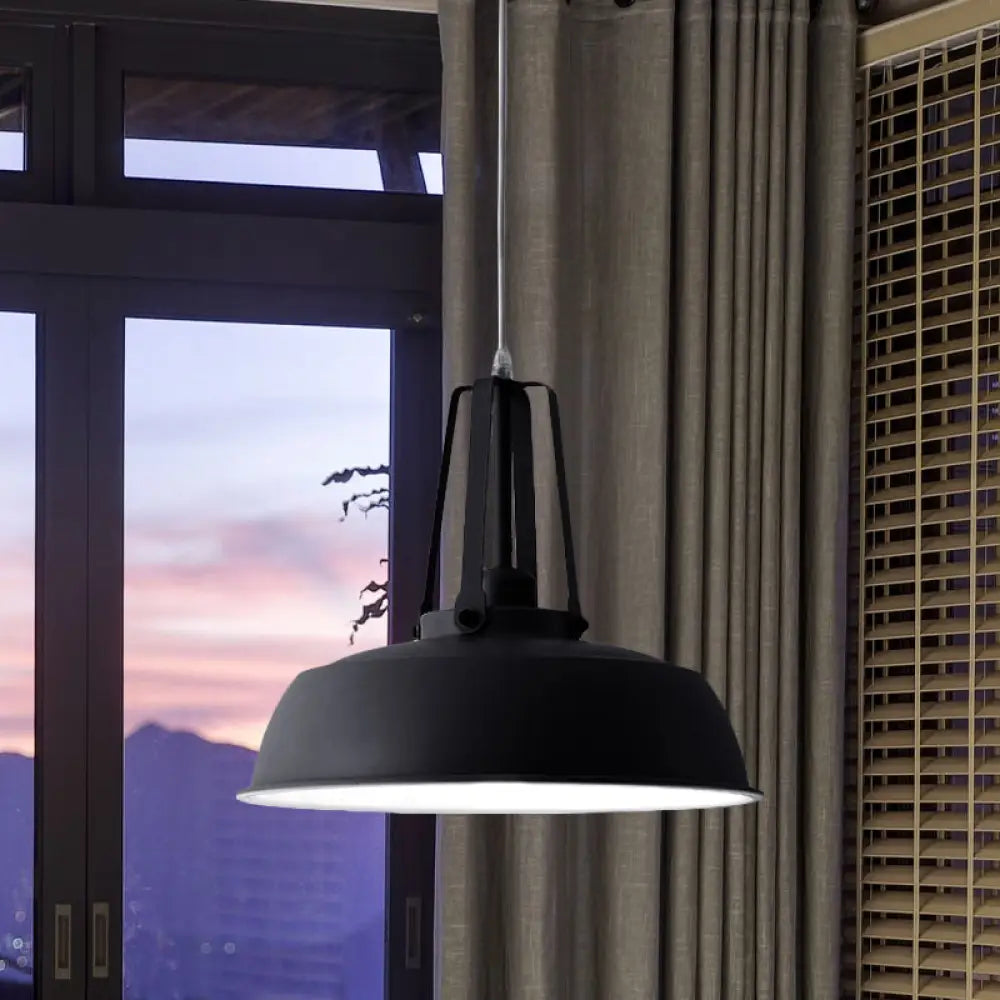 Nordic Stylish Black/Blue Barn Shade Pendant Light - Metallic Finish Ideal For Living Rooms Black