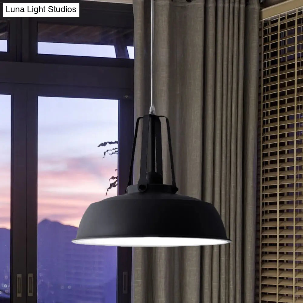 Nordic Stylish Metal Barn Shade Pendant Light - Black/Blue Living Room Ceiling Fixture Black