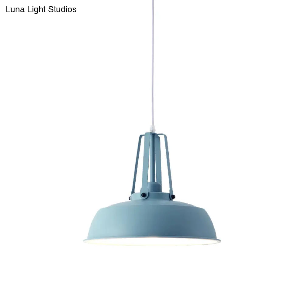 Nordic Stylish Black/Blue Barn Shade Pendant Light - Metallic Finish Ideal For Living Rooms