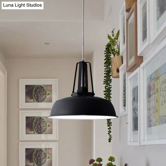 Nordic Stylish Black/Blue Barn Shade Pendant Light - Metallic Finish Ideal For Living Rooms