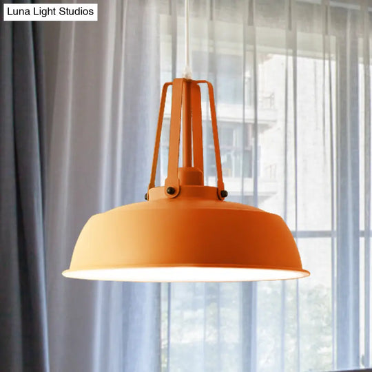 Nordic Stylish Metal Barn Shade Pendant Light - Black/Blue Living Room Ceiling Fixture Orange