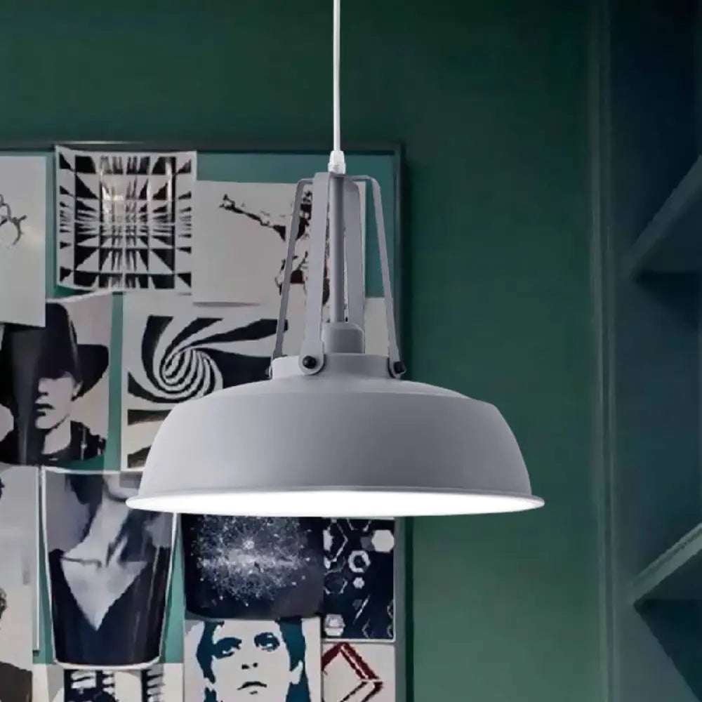 Nordic Stylish Black/Blue Barn Shade Pendant Light - Metallic Finish Ideal For Living Rooms Grey