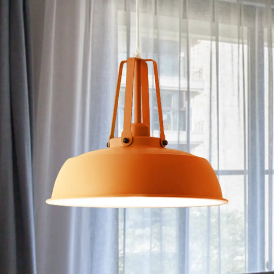 Nordic Stylish Black/Blue Barn Shade Pendant Light - Metallic Finish Ideal For Living Rooms Orange