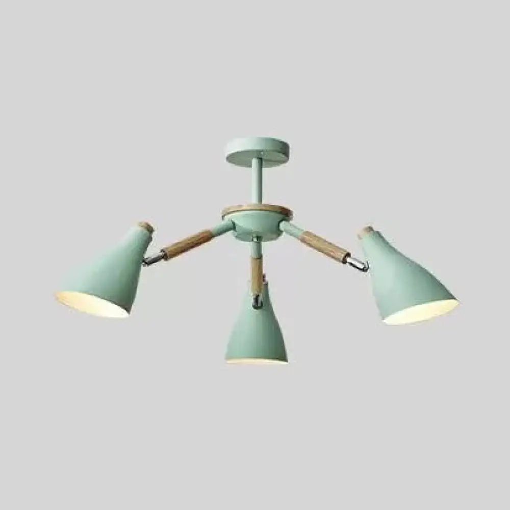 Nordic Stylish Rotatable Metal Chandelier With 3 Lights - Perfect For Dining Table Green