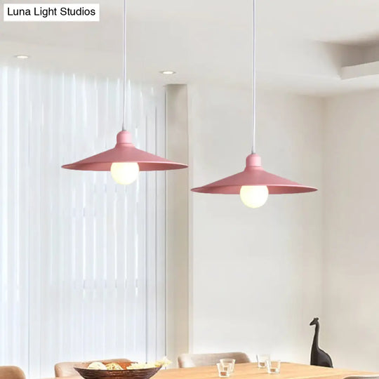 Nordic Stylish Single Light Metal Pendant Lamp With Shallow Cone Design