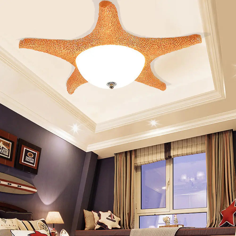 Nordic Stylish Starfish Kid’s Flush Mount Ceiling Light Fixture Orange