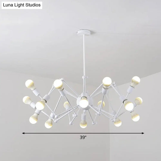 Nordic Swing Arm Pendant Light Ceiling Chandelier With Modern Open Bulb Design 20 / White