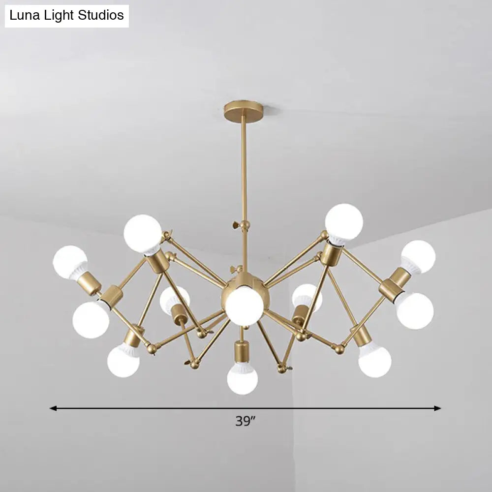 Nordic Swing Arm Pendant Light Ceiling Chandelier With Modern Open Bulb Design 12 / Gold