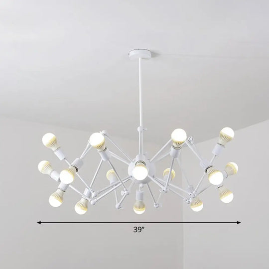 Nordic Swing Arm Pendant Chandelier With Open Bulb Design 20 / White