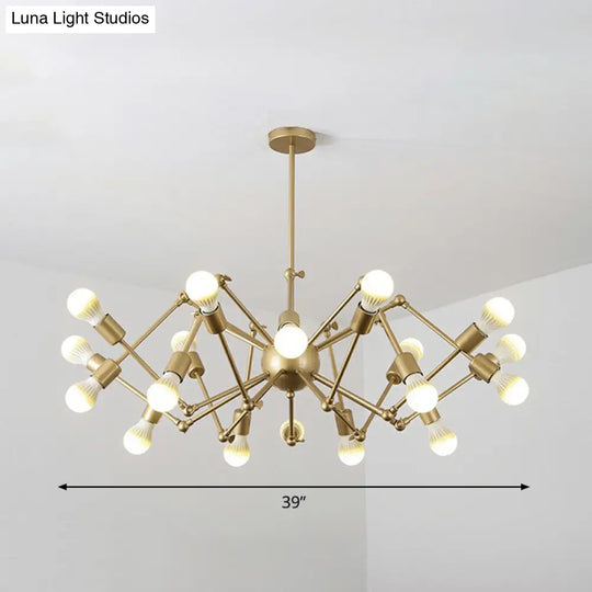 Nordic Swing Arm Pendant Light Ceiling Chandelier With Modern Open Bulb Design 20 / Gold