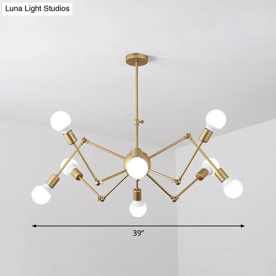 Nordic Swing Arm Pendant Light Ceiling Chandelier With Modern Open Bulb Design 8 / Gold