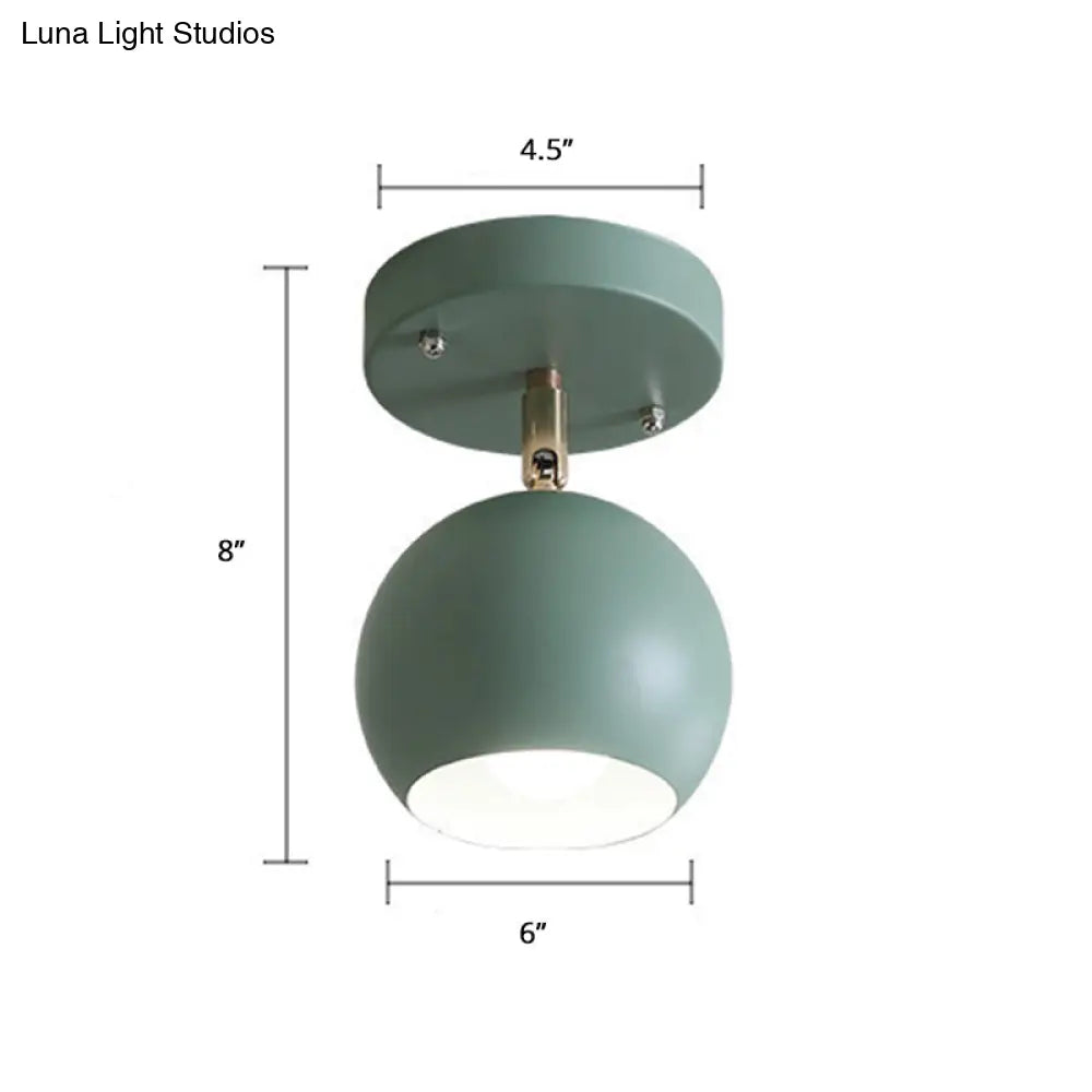 Nordic Swivel Dome Metal Flush Light - Green Semi Ceiling For Corridor