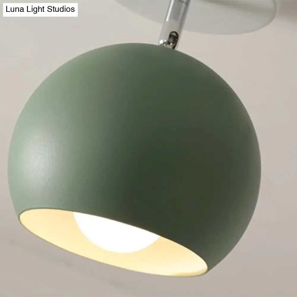 Nordic Swivel Dome Metal Flush Light - Green Semi Ceiling For Corridor