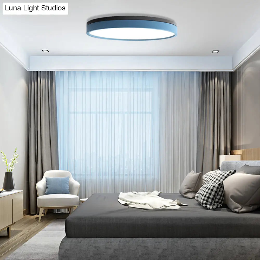 Nordic Tambour Led Ceiling Light In White With 12/16/19.5 Inch Diameter And Color Options