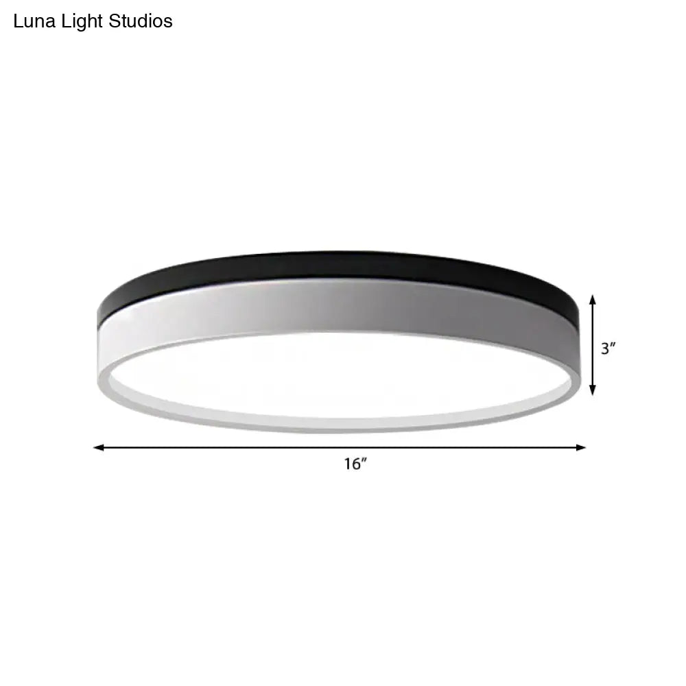 Nordic Tambour Led Ceiling Light In White With 12/16/19.5 Inch Diameter And Color Options