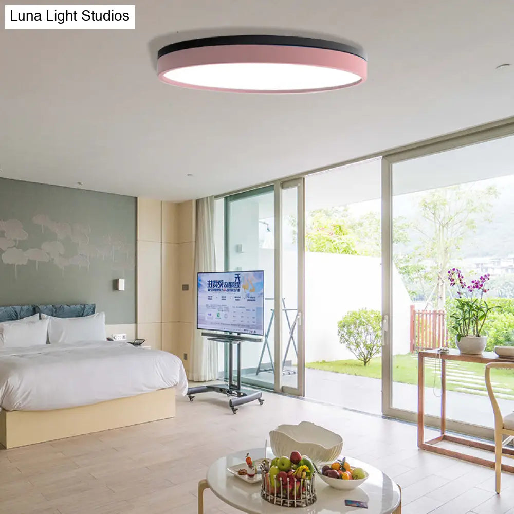 Nordic Tambour Led Ceiling Light In White With 12/16/19.5 Inch Diameter And Color Options