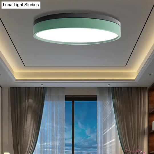 Nordic Tambour Led Ceiling Light In White With 12/16/19.5 Inch Diameter And Color Options Green / 12