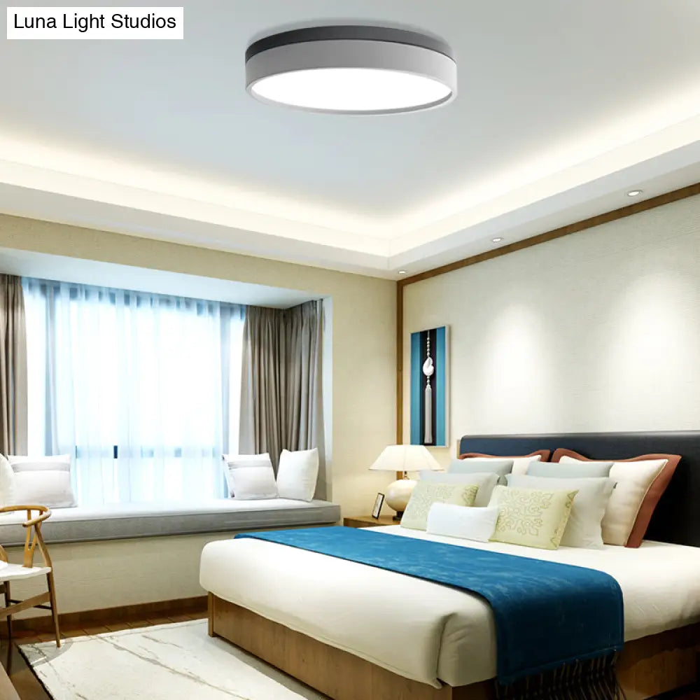 Nordic Tambour Led Ceiling Light In White With 12/16/19.5 Inch Diameter And Color Options