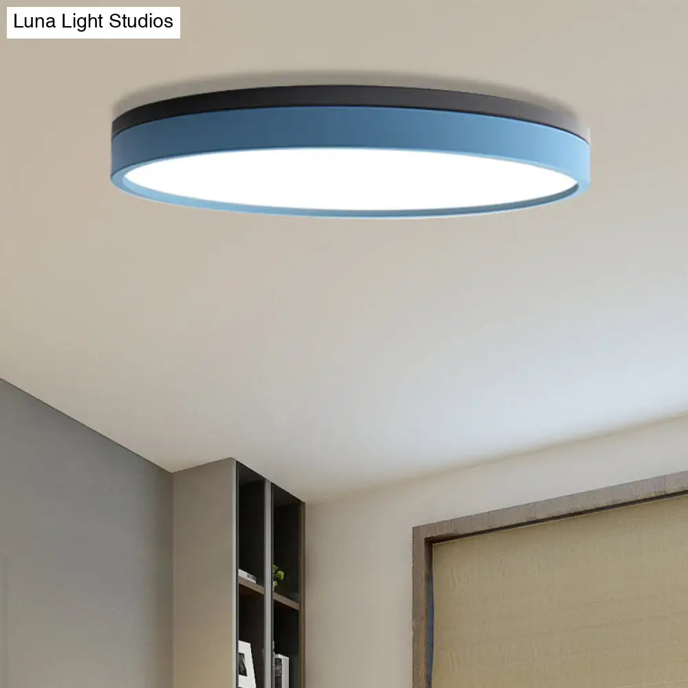 Nordic Tambour Led Ceiling Light In White With 12/16/19.5 Inch Diameter And Color Options Blue /