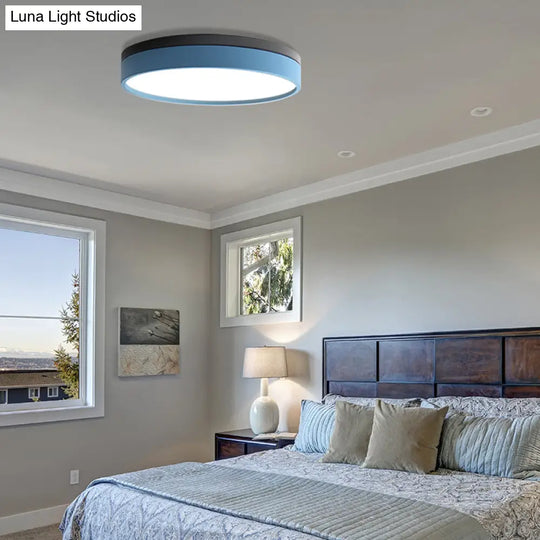 Nordic Tambour Led Ceiling Light In White With 12/16/19.5 Inch Diameter And Color Options