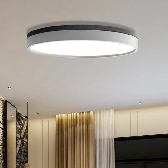 Nordic Tambour Led Ceiling Light In White With 12/16/19.5 Inch Diameter And Color Options / 23.5’