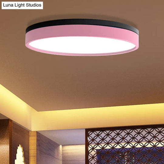 Nordic Tambour Led Ceiling Light In White With 12/16/19.5 Inch Diameter And Color Options Pink / 16