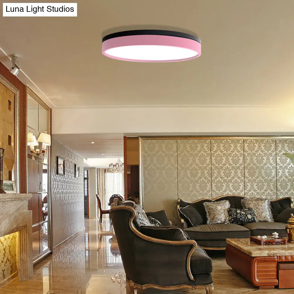 Nordic Tambour Led Ceiling Light In White With 12/16/19.5 Inch Diameter And Color Options