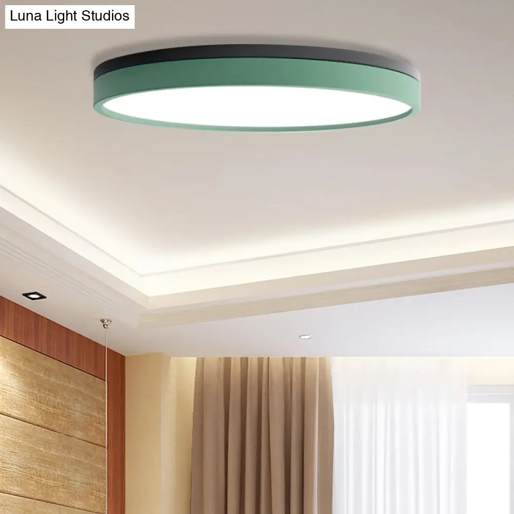 Nordic Tambour Led Ceiling Light In White With 12/16/19.5 Inch Diameter And Color Options Green /