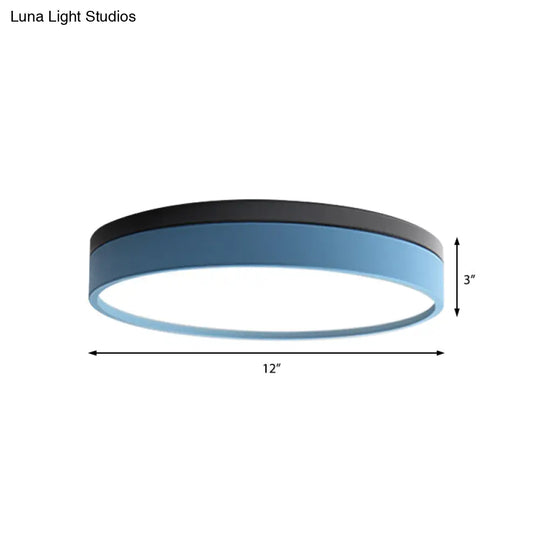 Nordic Tambour Led Ceiling Light In White With 12/16/19.5 Inch Diameter And Color Options