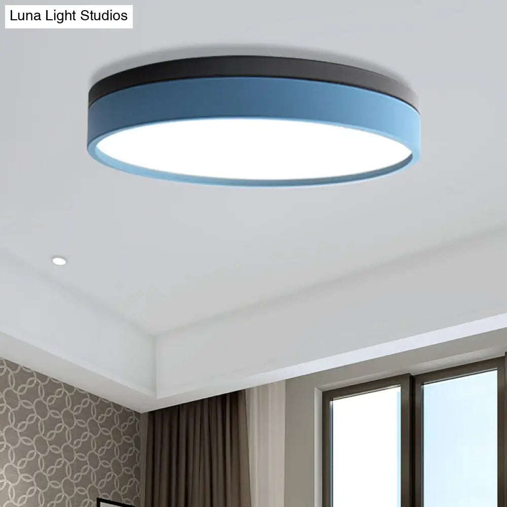 Nordic Tambour Led Ceiling Light In White With 12/16/19.5 Inch Diameter And Color Options Blue / 12