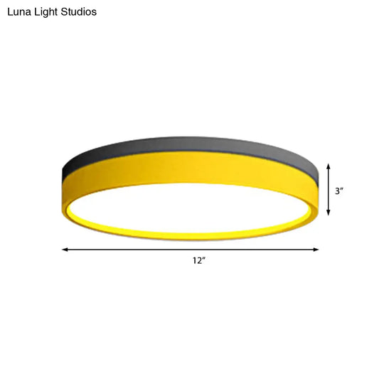 Nordic Tambour Led Ceiling Light In White With 12/16/19.5 Inch Diameter And Color Options