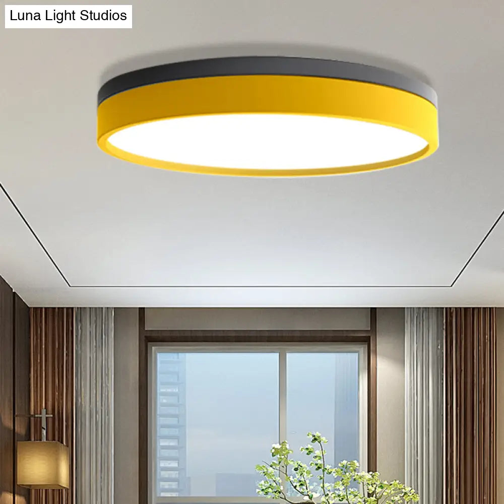 Nordic Tambour Led Ceiling Light In White With 12/16/19.5 Inch Diameter And Color Options Yellow /