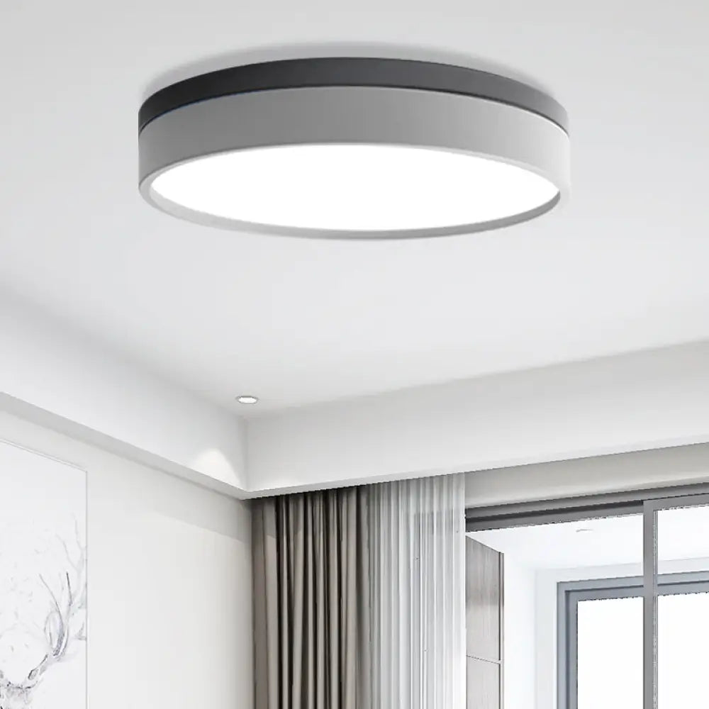 Nordic Tambour Led Ceiling Light In White With 12/16/19.5 Inch Diameter And Color Options / 12’