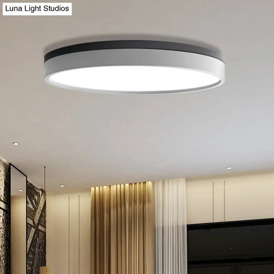 Nordic Tambour Led Ceiling Light In White With 12/16/19.5 Inch Diameter And Color Options / 23.5