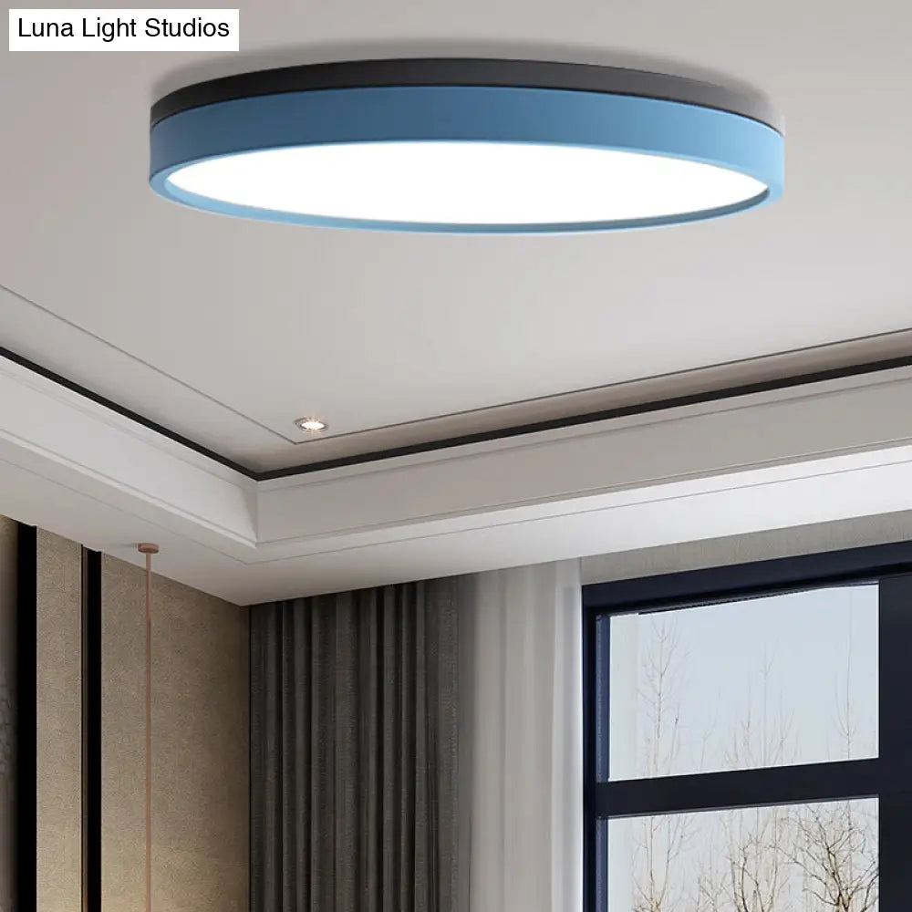 Nordic Tambour Led Ceiling Light In White With 12/16/19.5 Inch Diameter And Color Options Blue /